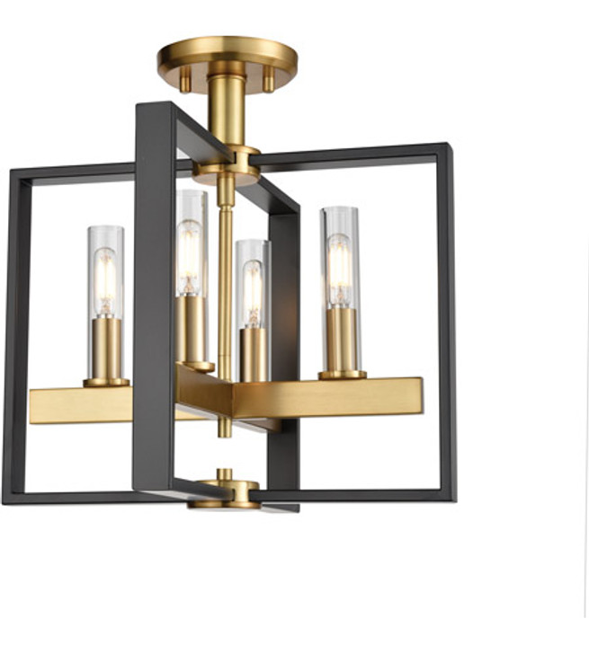 Blairmore 4 Light Semi-Flush Mount Venetian Brass and Graphite with Clear Glass Finish