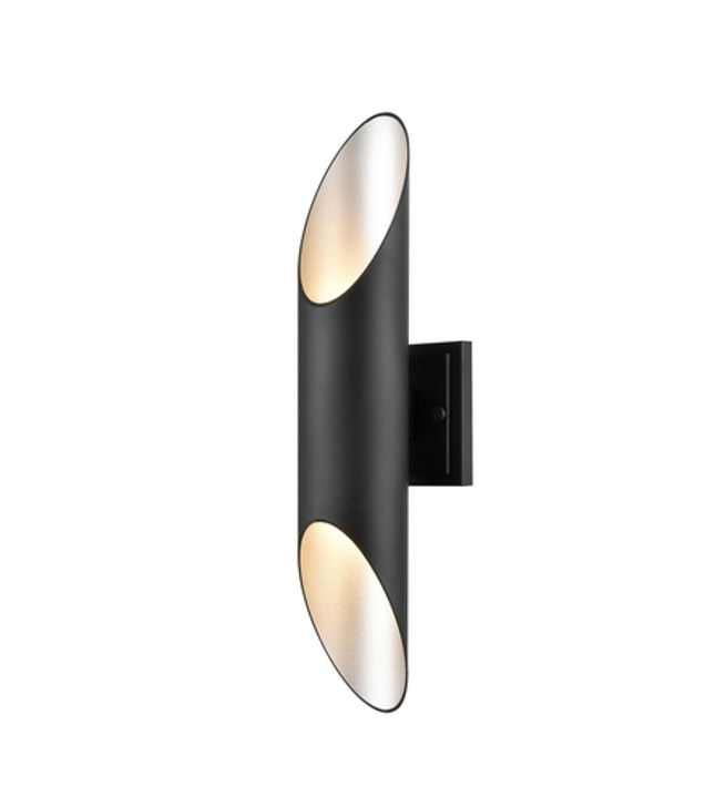 Brecon Outdoor Cylinder 20 Inch Sconce Stainless Steel and Black Finish