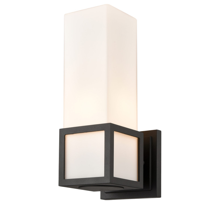 Chicago Outdoor 9 Inch Sconce Black with Half Opal Glass Finish