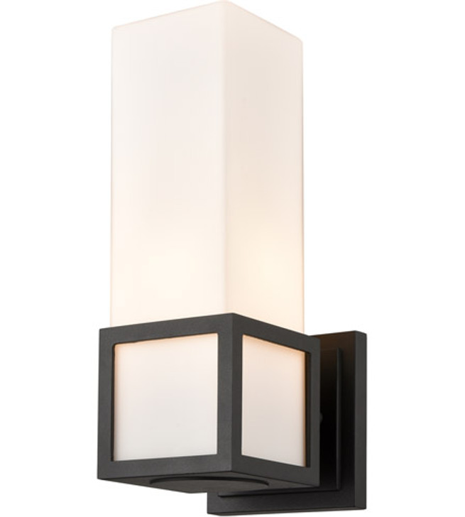 Chicago Outdoor 13 Inch Sconce Black with Half Opal Glass Finish