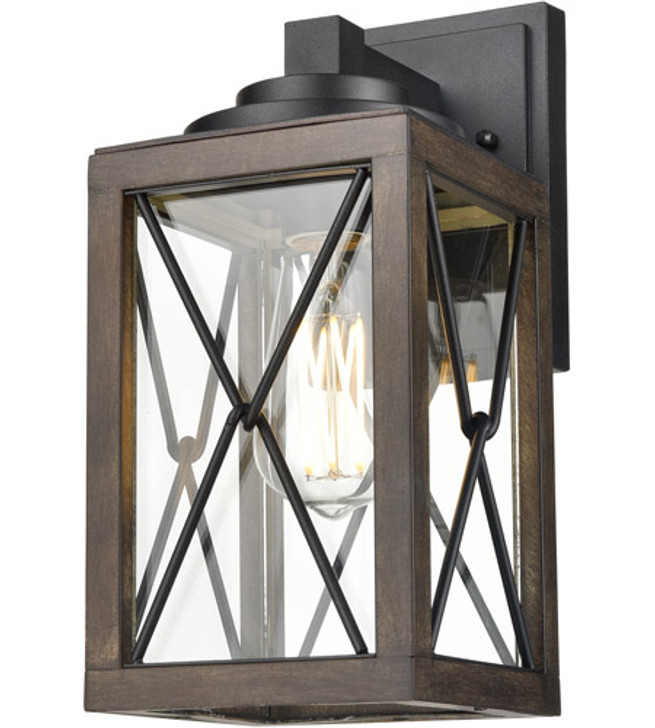 County Fair Small Sconce Black and Ironwood on Metal Finish