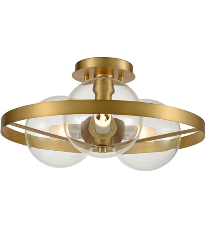 Courcelette 3 Light Semi-Flush Mount Venetian Brass with Clear Glass Finish