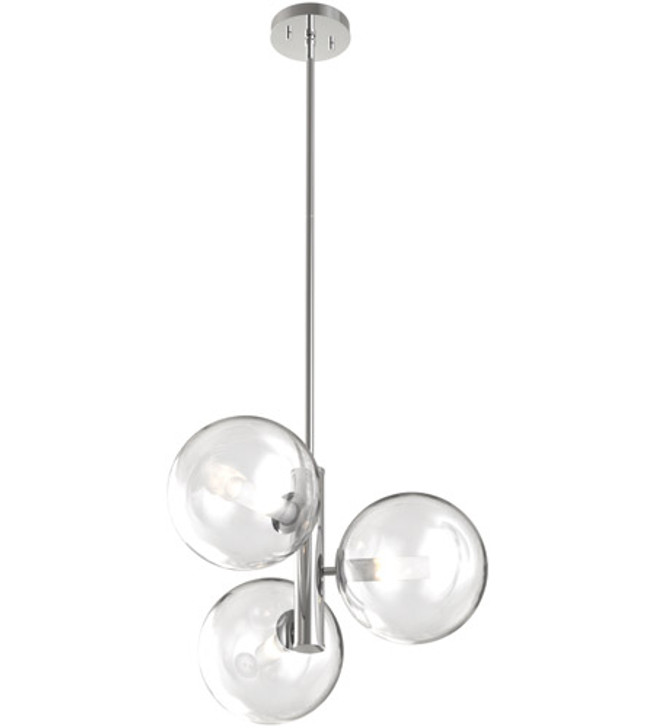 Courcelette 3 Light Pendant Chrome with Clear Glass Finish