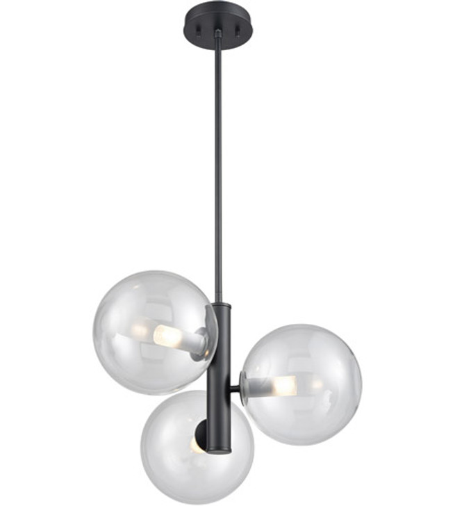 Courcelette 3 Light Pendant Graphite with Clear Glass Finish