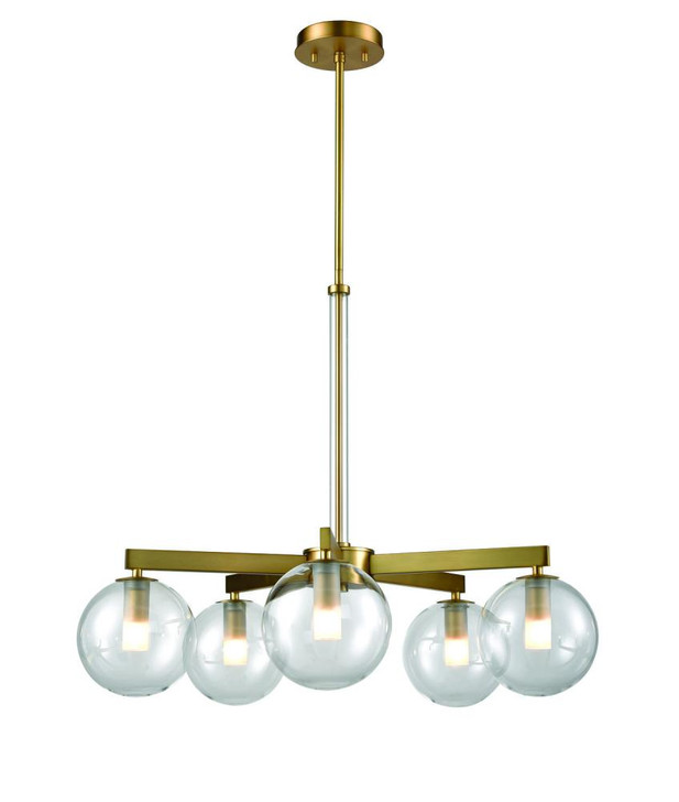 Courcelette 5 Light Chandelier Venetian Brass with Clear Glass Finish