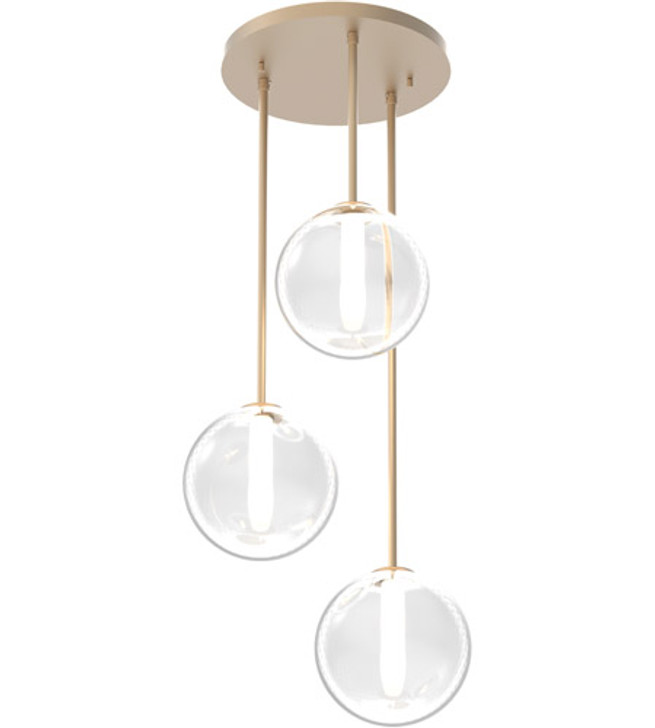 Courcelette 3 Light Cluster Pendant Venetian Brass with Clear Glass Finish