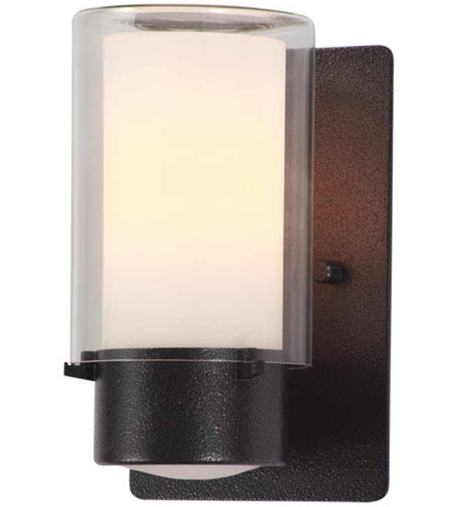 Essex Outdoor Sconce Hammered Black with Half Opal Glass Finish