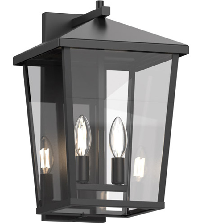 Laurentian 2 Light Sconce Black with Clear Glass Finish