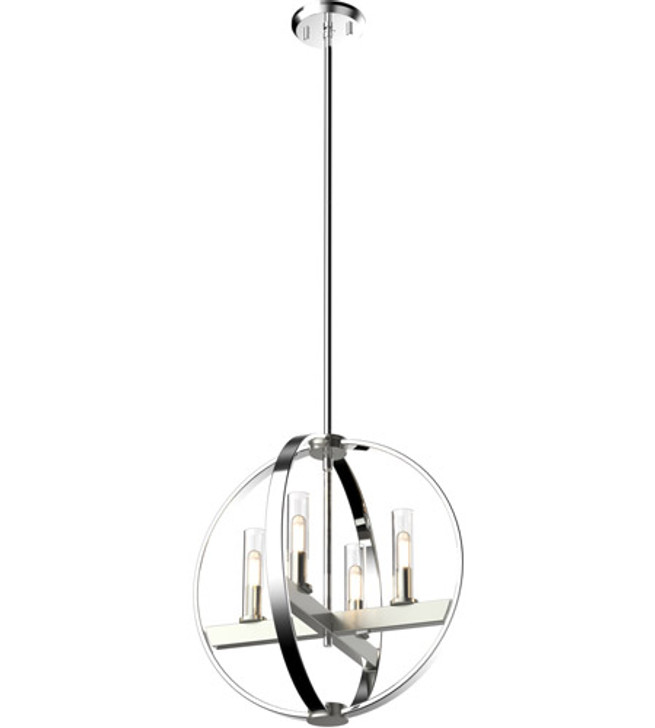 Mont Royal 4 Light Pendant Chrome and Satin Nickel with Clear Glass Finish