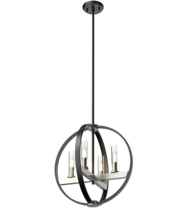 Mont Royal 4 Light Pendant Satin Nickel and Graphite with Clear Glass Finish