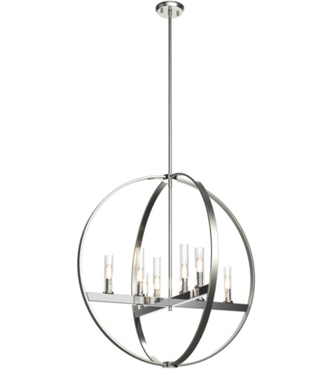 Mont Royal 8 Light Pendant Chrome and Satin Nickel with Clear Glass Finish