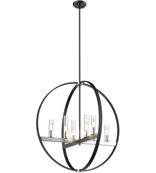 Mont Royal 8 Light Pendant Satin Nickel and Graphite with Clear Glass Finish