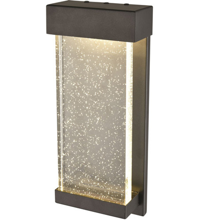 Nieuport Outdoor AC LED Medium Sconce Black with Clear Seedy Glass Finish
