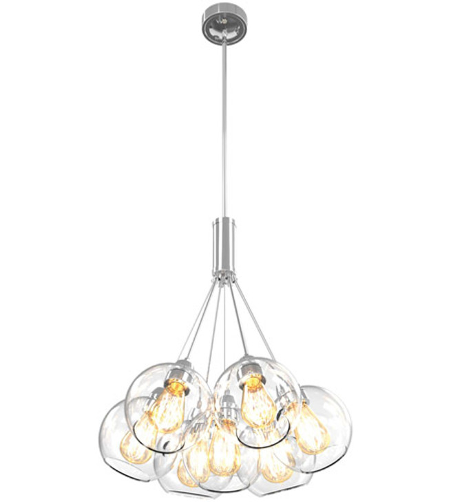 Oberon 7 Light Pendant Chrome with Clear Glass Finish