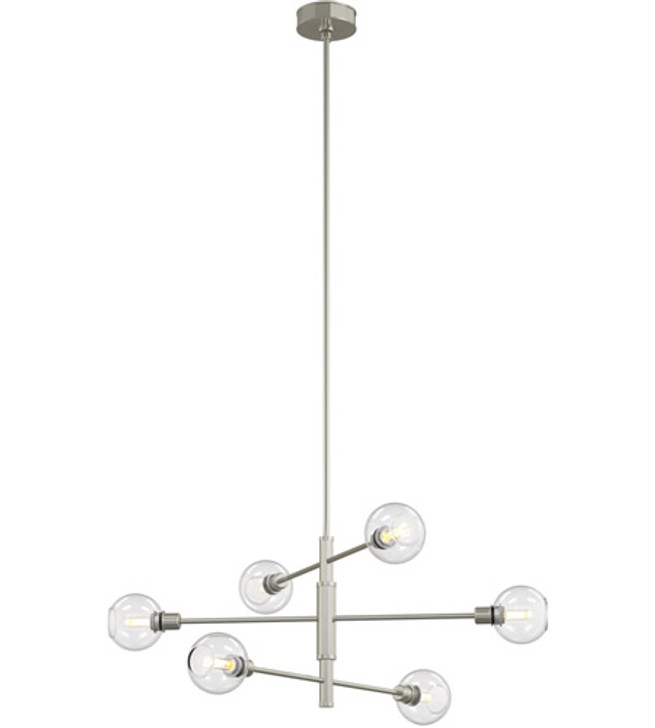 Ocean Drive 6 Light Linear Satin Nickel and Chrome with Clear Glass Finish