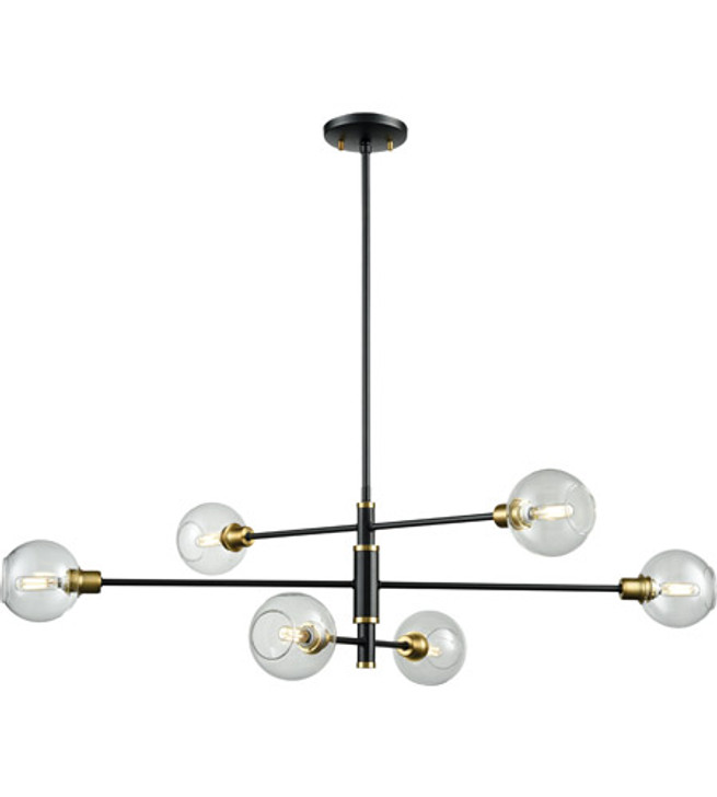 Ocean Drive 6 Light Linear Venetian Brass and Graphite with Clear Glass Finish