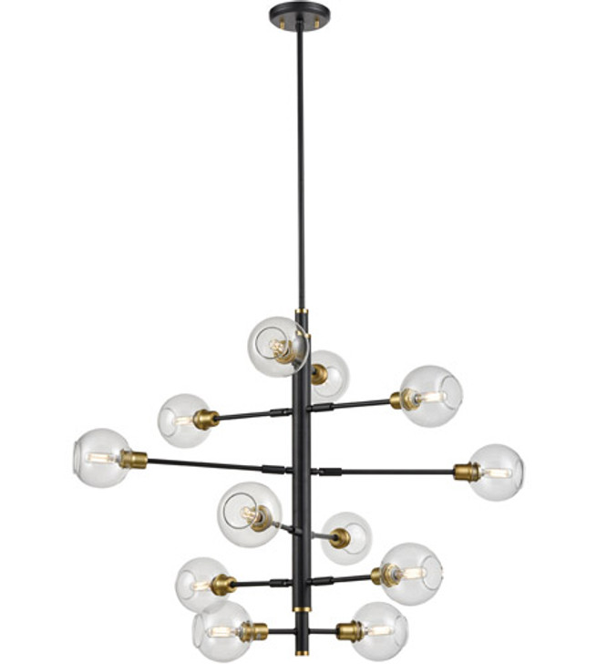 Ocean Drive 12 Light Foyer Venetian Brass and Graphite with Clear Glass Finish