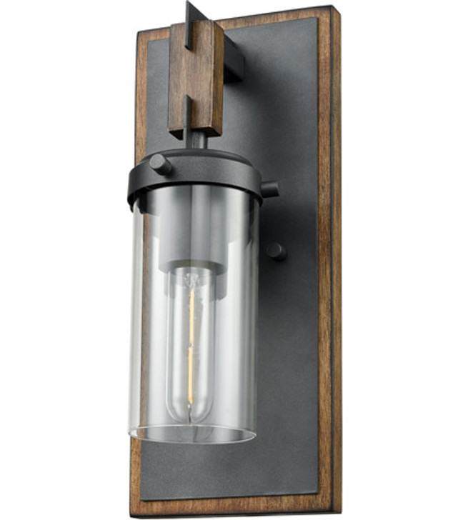 Okanagan Sconce Graphite and Birchwood on Metal with Clear Glass Finish