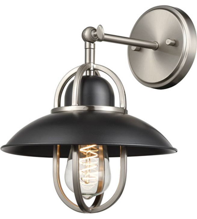 Peggy's Cove Sconce Graphite and Satin Nickel Finish