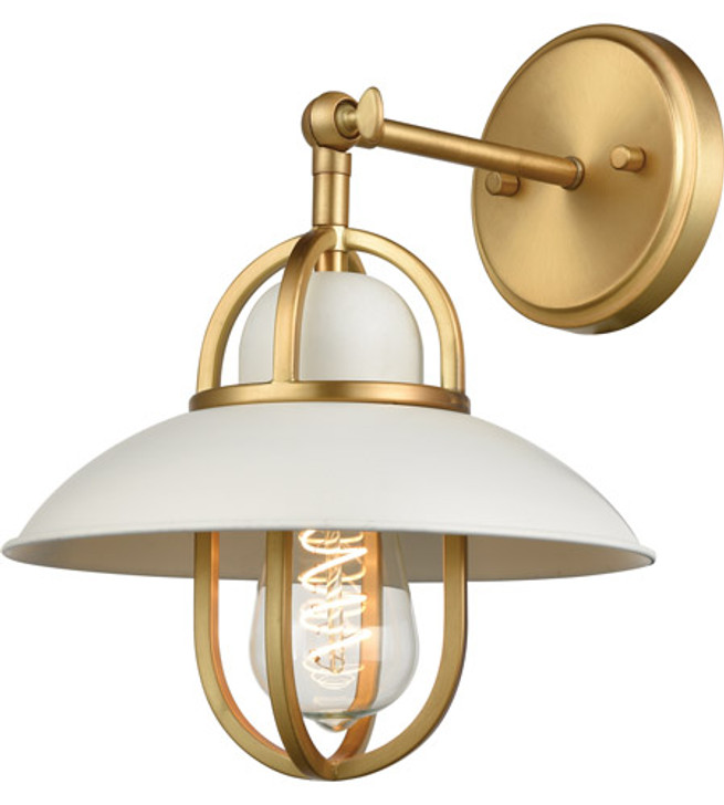 Peggy's Cove Sconce Matte White and Venetian Brass Finish