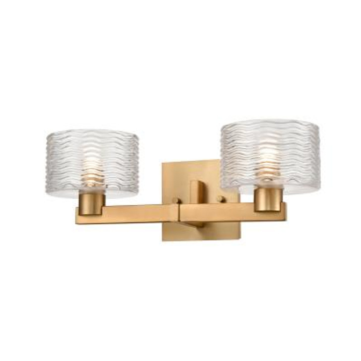 Percussion 2 Light Vanity Brass with Ripple Glass Finish