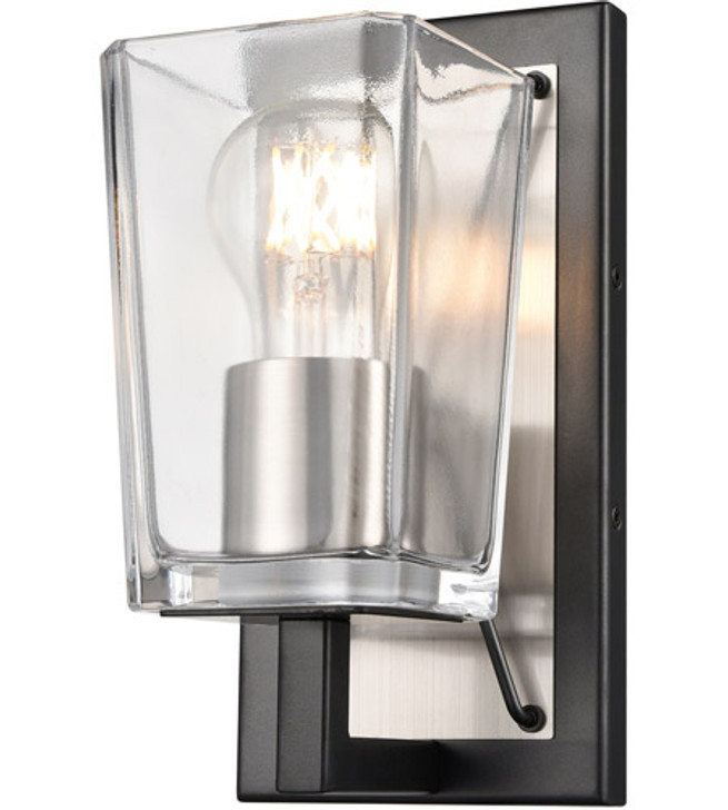 Riverdale Sconce Satin Nickel and Graphite with Clear Glass Finish