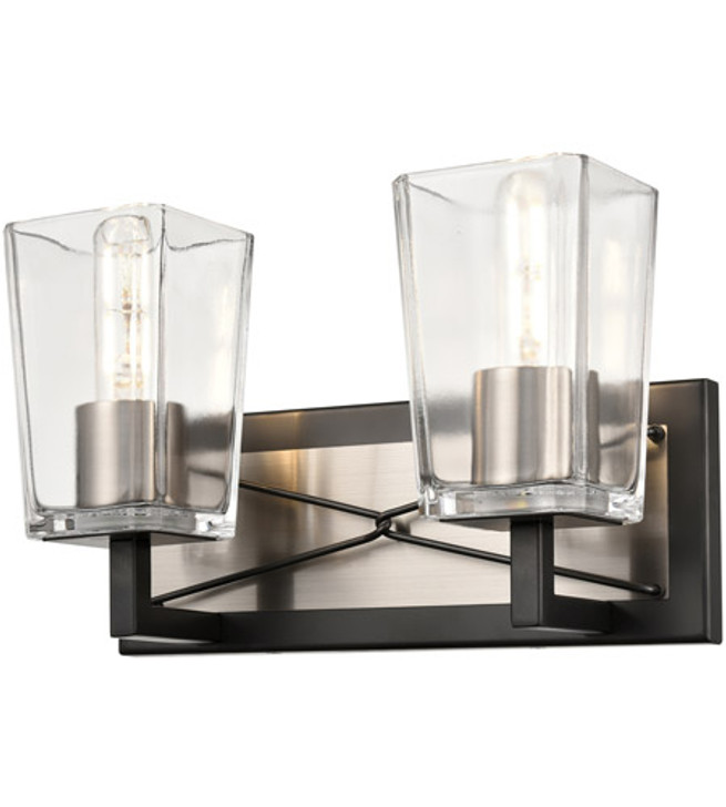 Riverdale 2 Light Vanity Satin Nickel and Graphite with Clear Glass Finish