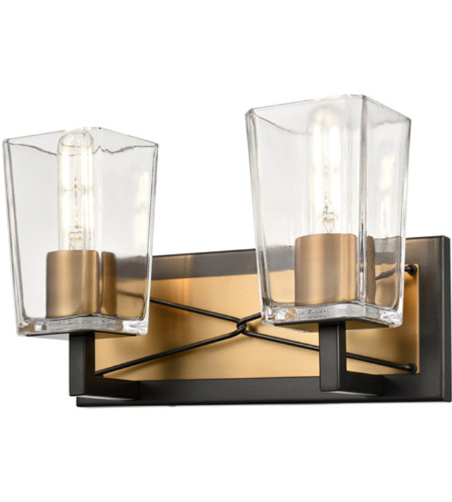 Riverdale 2 Light Vanity Brass and Graphite with Clear Glass Finish