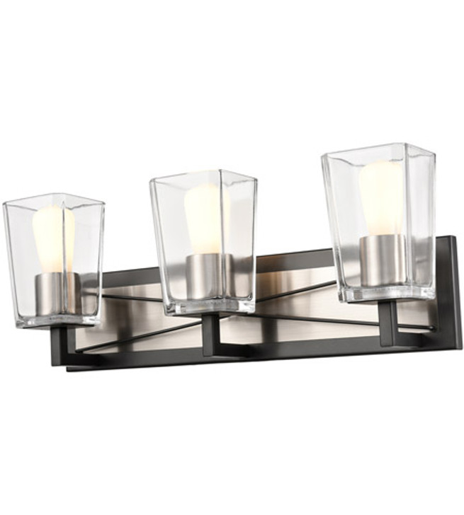 Riverdale 3 Light Vanity Satin Nickel and Graphite with Clear Glass Finish