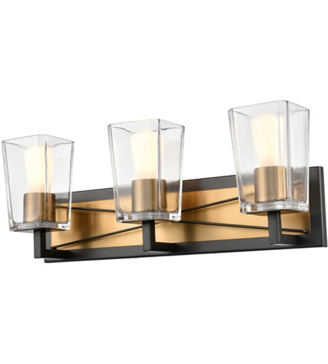 Riverdale 3 Light Vanity Brass and Graphite with Clear Glass Finish