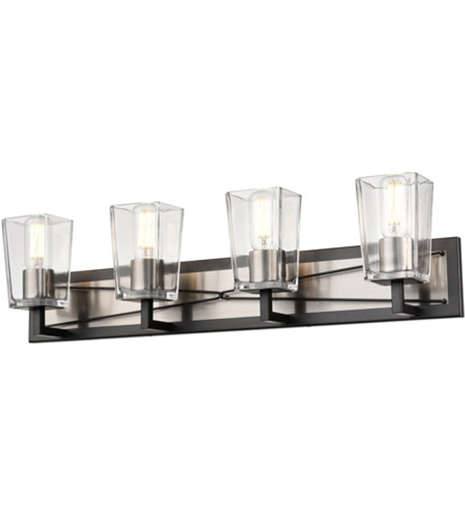 Riverdale 4 Light Vanity Satin Nickel and Graphite with Clear Glass Finish