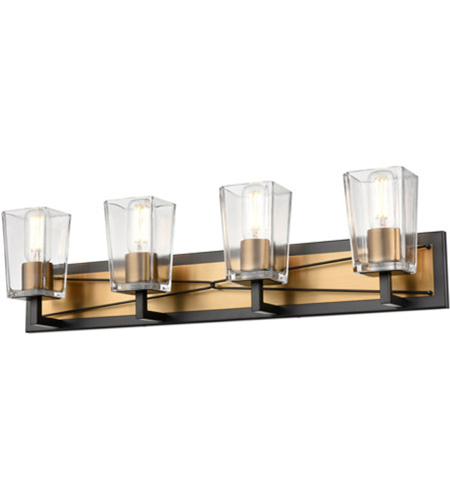 Riverdale 4 Light Vanity Brass and Graphite with Clear Glass Finish
