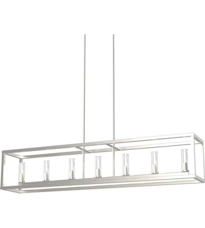 Sambre 7 Light Linear Multiple Finishes and Buffed Nickel with Clear Glass Finish