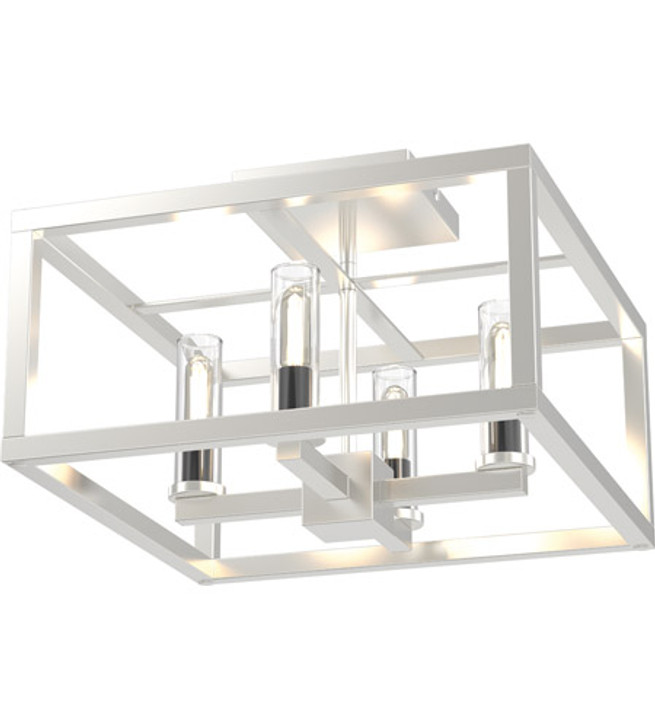 Sambre 4 Light Semi-Flush Mount Multiple Finishes and Buffed Nickel with Clear Glass Finish