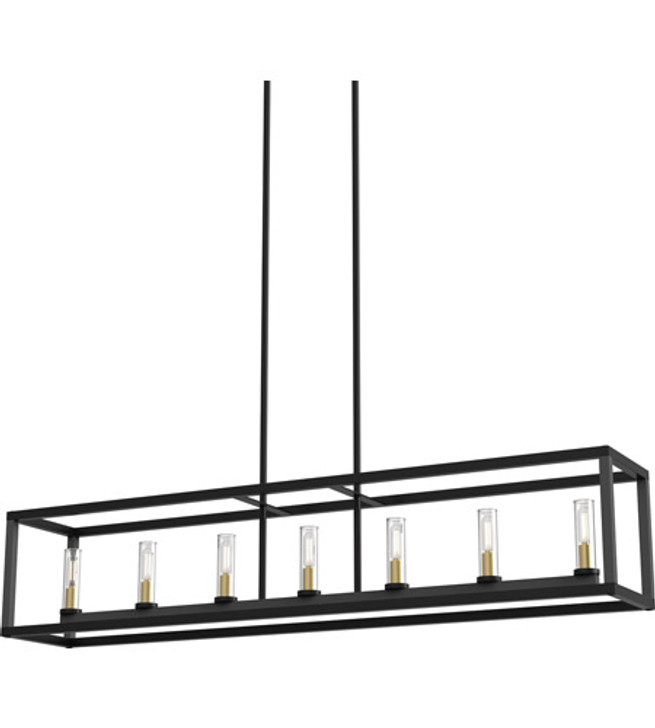 Sambre 7 Light Linear Multiple Finishes and Brass and Graphite with Clear Glass Finish