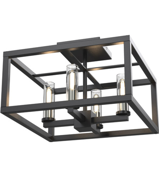 Sambre 4 Light Semi-Flush Mount Multiple Finishes and Brass and Graphite with Clear Glass Finish