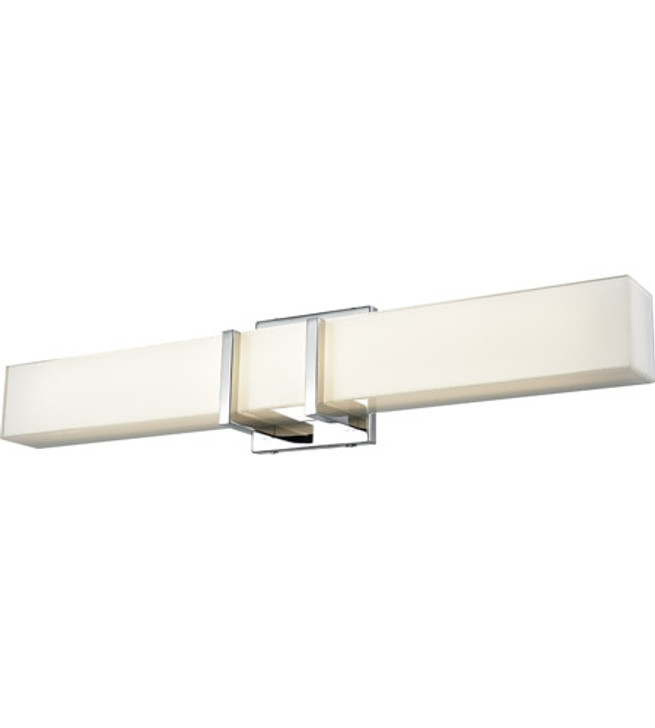 Secord AC LED Small Vanity Chrome with Silk Screened Opal Glass Finish