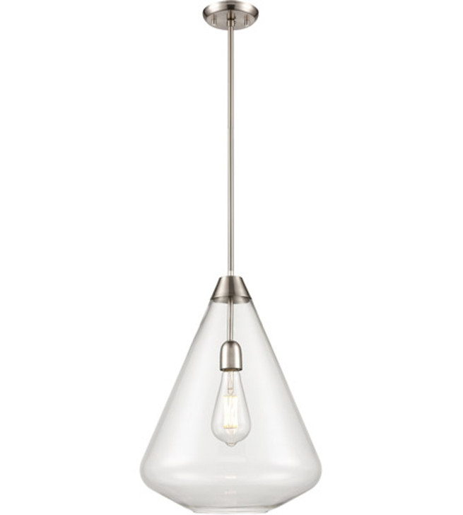 St. Julian 14 Inch Pendant Satin Nickel with Clear Glass Finish
