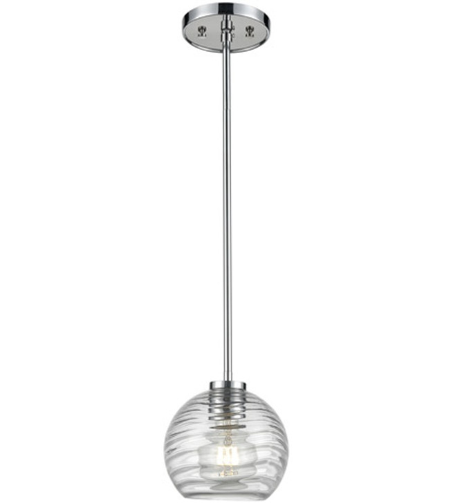 Tropea Mini-Pendant Brass and Graphite with Ripple Glass Finish