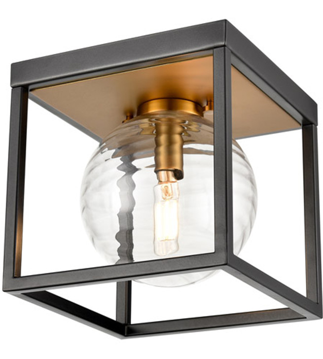 Tropea Flush Mount Brass and Graphite with Ripple Glass Finish