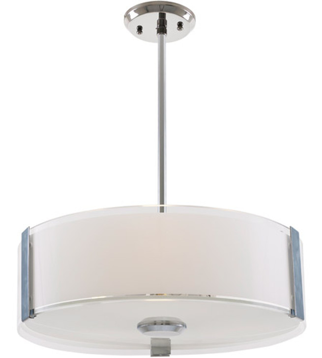 Zurich Small 3 Light Pendant Chrome with Silk Screened Opal Glass Finish