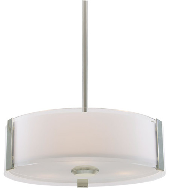 Zurich Small 3 Light Pendant Satin Nickel with Silk Screened Opal Glass Finish