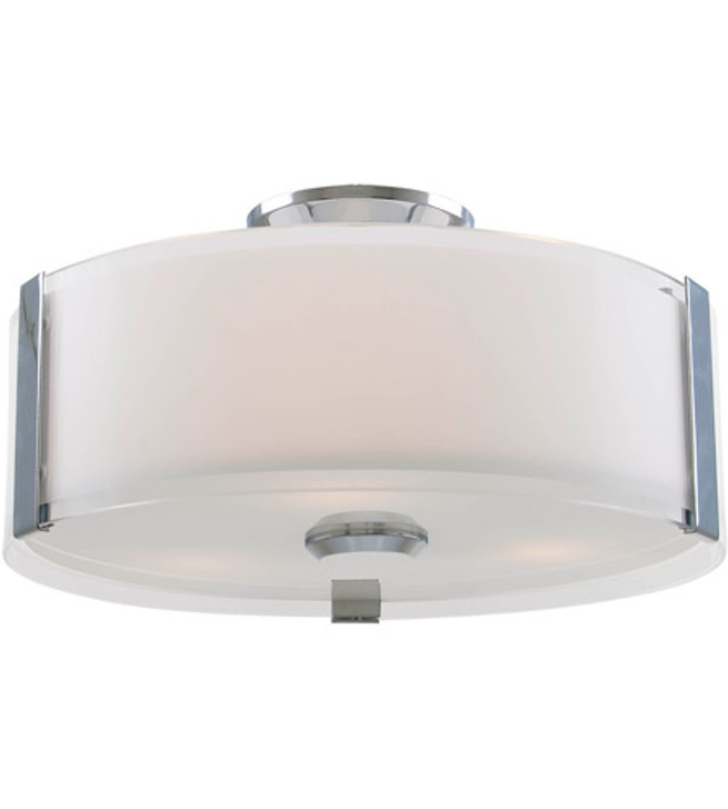 Zurich 3 Light Flush Mount Chrome with Silk Screened Opal Glass Finish