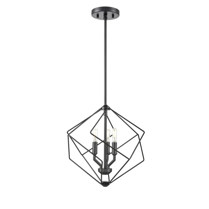 Ashoona 3 Light Pendant Buffed Nickel and Ebony Finish