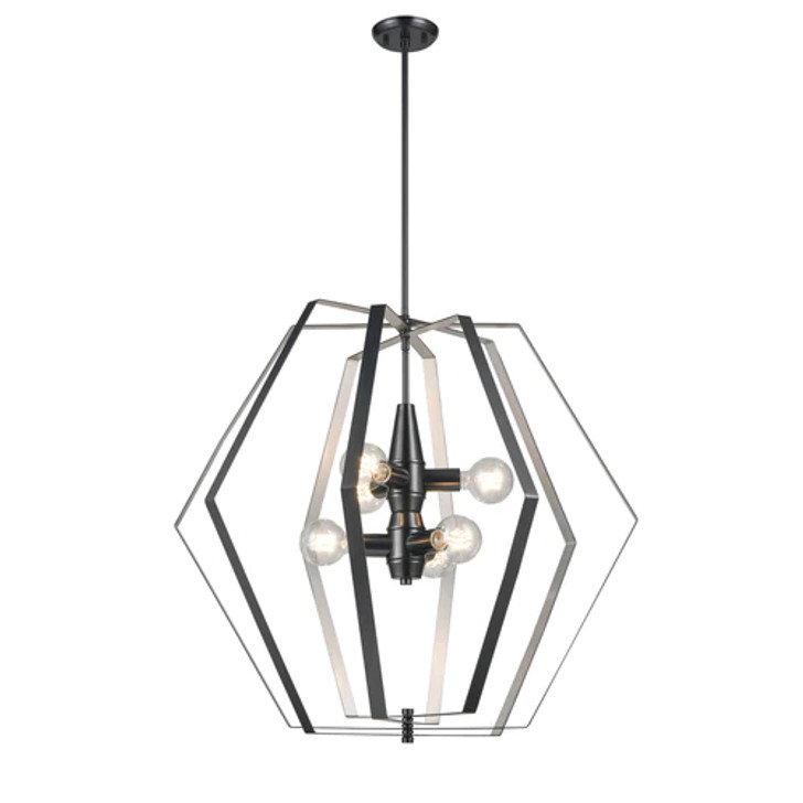 Belle Isle 6 Light Orb Ebony and Stainless Steel Finish