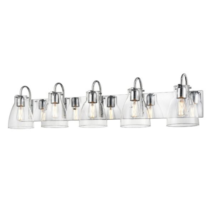 Emma 5 Light Vanity Brass with Clear Glass Finish
