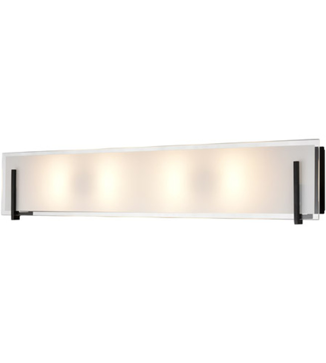 Geneva 30 Inch 4 Light Vanity Ebony with Silk Screened Opal Glass Finish