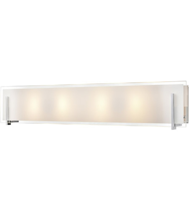 Geneva 30 Inch 4 Light Vanity Chrome with Silk Screened Opal Glass Finish