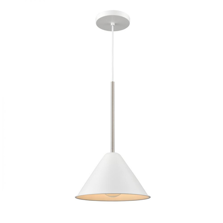 Lily 10 Inch Pendant Matte White and Satin Nickel Finish