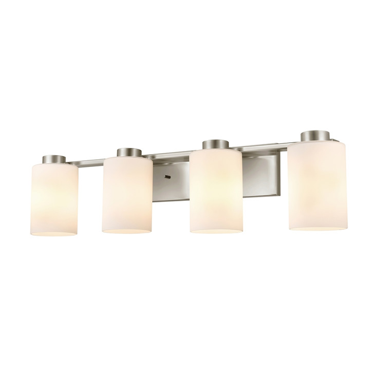 Manitou 4 Light Vanity Buffed Nickel with Half Opal Glass Finish